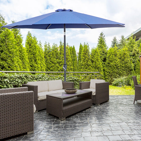 Rootz Garden Screen Straight Parasol - Sunshade - UV Resistant - Optimal Sun Protection - Ø 3m x 245cm, Blue