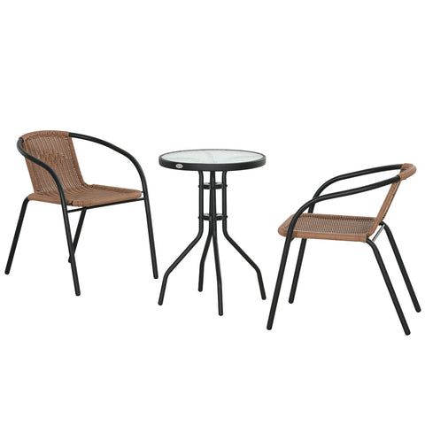 Rootz 3 Piece Garden Furniture Set - Bistro Set - Outdoor Patio Set - Weather-Resistant PE Rattan - Armchairs 56x58x72.5cm - Table Ø50x72cm