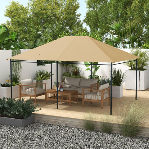 Rootz Pavilion Replacement Roof - Baldachin - Canopy Top - Weather-Resistant & UV30+ - 397cm x 297cm - Khaki