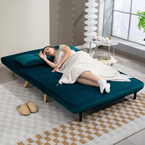 Rootz 2-Seater Sleep Sofa - Bed Sofa - Convertible Couch - Adjustable Backrest - Velvet Fabric - 120cm x 75cm x 87cm