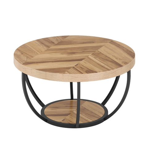 Rootz Round Coffee Table - Modern Table - 2 Tier Coffee Table - Durable Design - 80.50 cm W x 80.50 cm D x 44 cm H