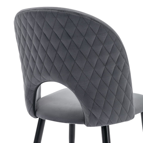 Rootz Gray Velvet Dining Chair - Elegant Seating - Sturdy Dining Chair - Comfort & Durability - 47L x 44W x 84H cm