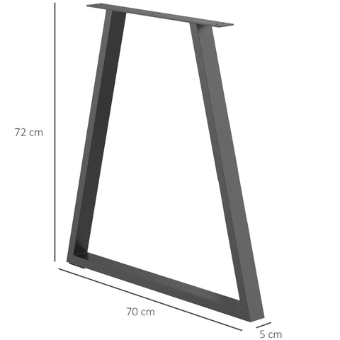 Rootz Trapezoidal Table Legs Set of 2 - Metal Furniture Legs - Black Steel Supports - Ideal DIY Projects - 70cm x 5cm x 72cm