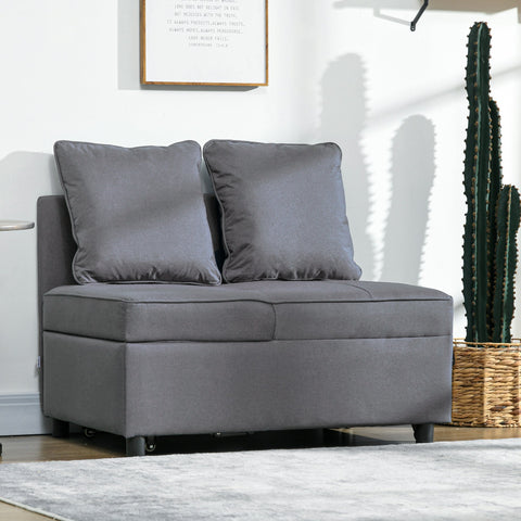 Rootz Sleeping Armchair - 2-Seater - Foldable Sofa - Linen Look - 5 Position Adjustable - Grey - 98cm x 71cm x 82cm