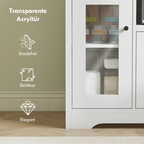 Rootz Kitchen Cabinet - Storage Sideboard - White Chipboard - Cable Hole - 80 x 35 x 72.2 cm - Adjustable Shelves - Clutter Reduction