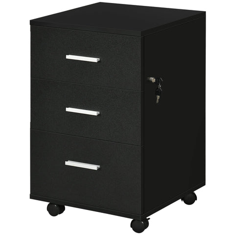 Rootz Office Cabinet - Office Storage - Mobile Filing Unit - Secure Locking Drawers - 40 x 40 x 61.5 cm - Black