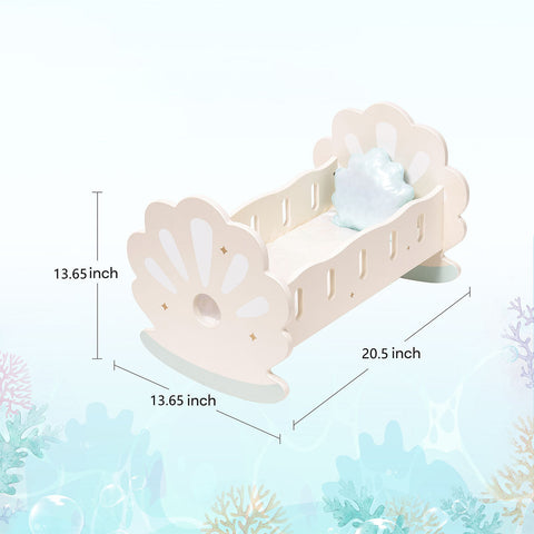 Rootz Wooden Baby Doll Crib (Blue) - Doll Bed - Toy Cradle - Safe & Durable - Adorably Designed - 45cm x 30cm x 25cm