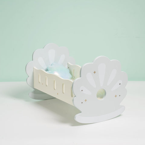 Rootz Wooden Baby Doll Crib (Blue) - Doll Bed - Toy Cradle - Safe & Durable - Adorably Designed - 45cm x 30cm x 25cm