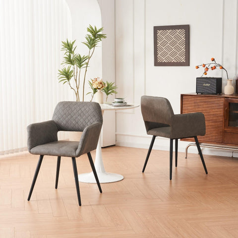 Rootz 2 Piece Set Makeup Chairs - Beauty Chairs - Comfort Seating - Ergonomic Support - 58cm x 56cm x 80cm - Cement Gray Faux Leather