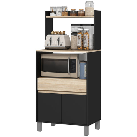 Rootz Kitchen Serving Cart - Microwave Shelf - Storage Furniture - Extra Storage - 60 x 40 x 131 cm
