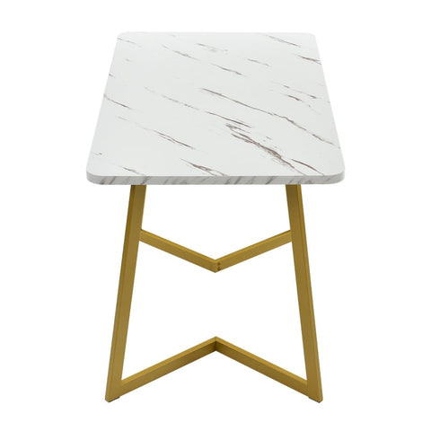 Rootz Dining Table - Elegant Marble Look - Versatile Table - MDF Top & Golden Legs - Luxurious Style - 117cm x 68cm x 75cm