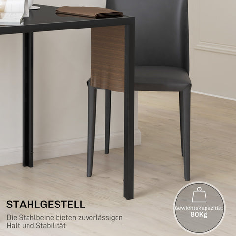 Rootz Dining Table - Kitchen Table - Tempered Glass - Elegant & Secure - 75cm x 75cm x 75cm Black