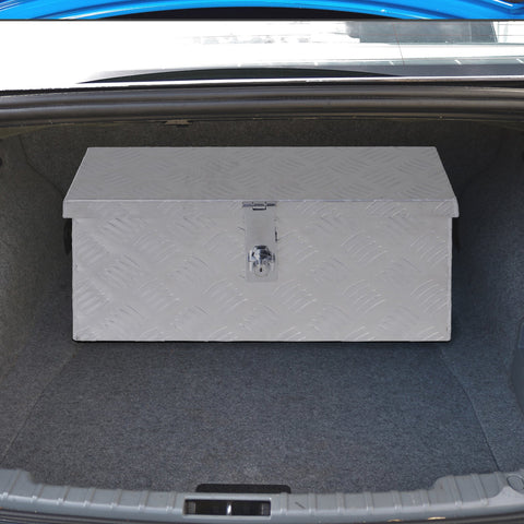 Rootz Aluminum Tool Box - Tool Chest - Storage Box - Secure Key Lock - Compact 50L x 15.5W x 20.5H cm - Silver