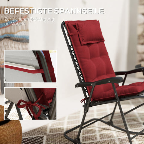 Rootz 2-Piece Sun Lounger Set - Upholstered Pad - Garden Cushion - Water-Repellent - Comfortable - 50x116x5 cm