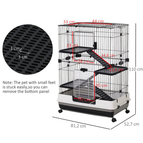 Rootz Small Animal Cage - Pet Enclosure - Rolling Cage - Easy Clean - 81.2cm x 52.7cm x 110cm