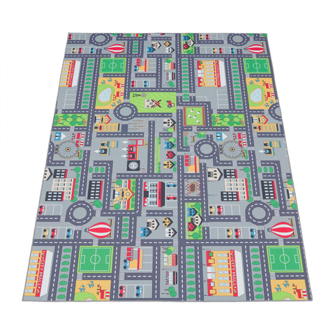 Children’s Play Rug – City Streets Design – Soft & Durable – Easy to Clean