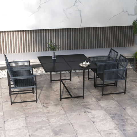 Rootz 5-Part Garden Furniture Set - Garden Seat Group - Outdoor Dining Group - Weather-Resistant - 120cm x 120cm x 72cm - 4 Chairs & Table