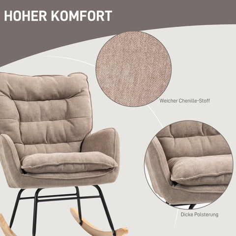 Rootz Rocking Chair - Swing Chair - Wide Seat - Chenille Comfort - 71cm x 98.5cm x 97cm - Supports Up to 120kg