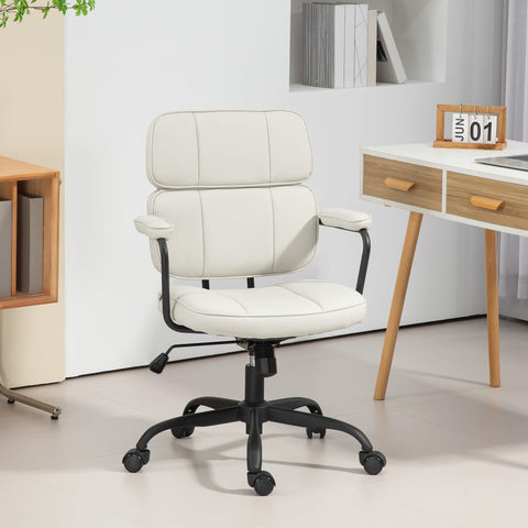 Rootz Adjustable Office Chair - Desk Chair - Swivel Chair - 360° Rotatable - 60.5cm x 59cm x 89-97cm -  White