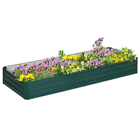 Rootz Metal Verhoogd tuinbed - Plantenbak - Plantenbakken voor buiten - Groeiende bloemen - Kruiden - Eenvoudige montage - Groen - 95L x 90,5W x 29,8H cm