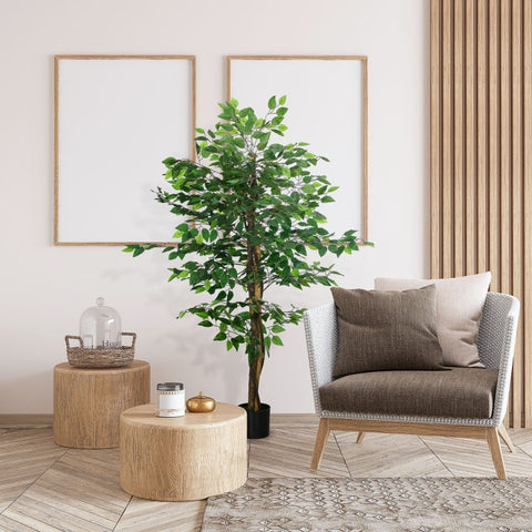Rootz Artificial Fig Tree - Faux Plant - Realistic Appearance - No Maintenance - 150cm Height - Ø15cm x 12.5cm Pot