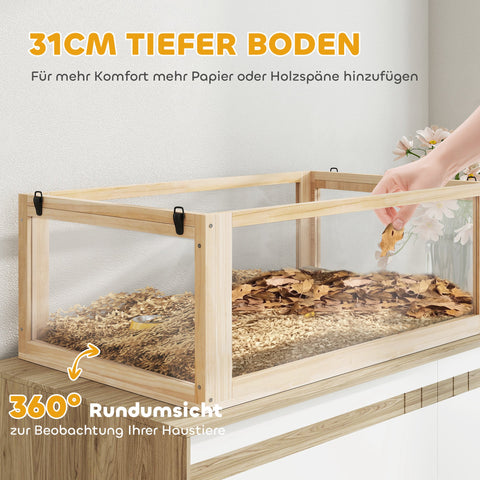 Rootz 3-Floor Wooden Hamster Cage - Rodent Nagarium - Pet Habitats - Easy-Clean - 80 x 50 x 76 cm Brown