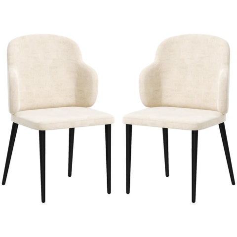 Rootz Set Of 2 Accent Chairs - Scandi Design - Velvet Look - Dining Room Chair - Beige + Black - 54 cm x 56 cm x 86 cm