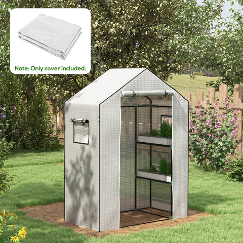 Rootz Greenhouse Film Cover - UV-Protected Replacement Tarp - Tear-Resistant Plastic - 140x73x190cm White