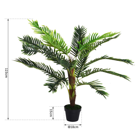 Rootz Artificial Palm Tree - Fake Tree - Plastic Tree - Realistic Look - 125cm x 120cm x 123cm