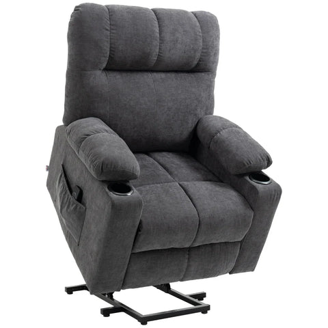 Rootz Stand-up Senior Chair - Reclining Function - Electric Riser Chair - Including Remote Control - Dark Gray - 144 cm x 91 cm x 88 cm