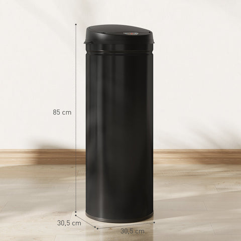 Rootz 50L Sensor Waste Bin - Automatic Trash Can - Touch-Free Bin - Soft-Close Function - Black Stainless Steel