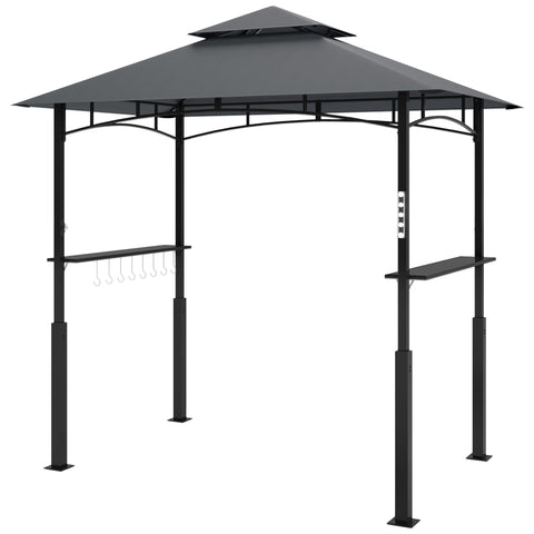 Rootz Grill Pavilion - Garden Grill Tent - BBQ Shelter - Perfect Air Circulation - 243L x 148B x 248H cm - LED Lighting & Spice Shelves