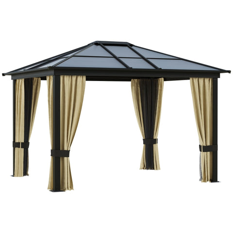 Rootz Hardtop Gazebo with Polycarbonate Roof - Outdoor Pavilion - Weather-Resistant Shelter - Durable Aluminum Frame - UV Protection - 360cm x 295cm x 265cm