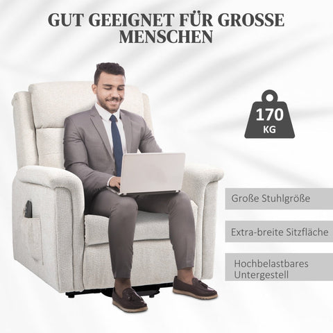 Rootz Risers Chair - Electric Lift Chair - Standing Aid - Push Button - Linen Look Fabric - 92cm x 87cm x 108cm