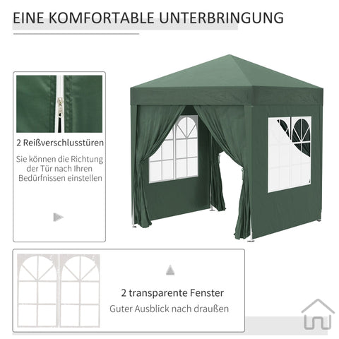 Rootz 2x2m Folding Gazebo - Pavilion - Beer Tent - Quick Setup - UV Protection - High Stability - 2L x 2W x 2.4H m - Steel & Oxford Fabric