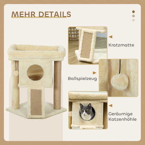 Rootz Cat Tree - Pet Playground - Feline Activity Center - Jute Mat - 40x40x57 cm - Cozy Bed Benefits
