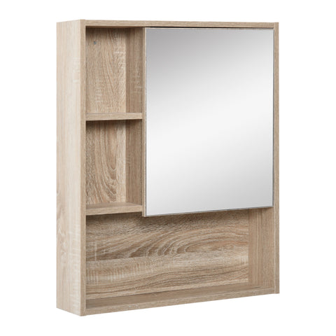 Rootz Wall Mirror Cabinet - Bathroom Storage - Hanging Cabinet - Extra Storage - Brown Finish - 60L x 15W x 76H cm