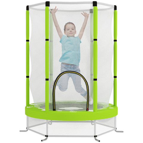 Rootz Children's Trampoline - Kids Bouncing Toy - Mini Jumper - Safety Net - Indoor & Outdoor Fun - Ø140 x 190H cm - Green