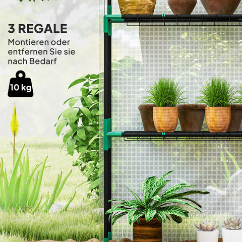 Rootz Walk-In Greenhouse with Shelves - Mini-Greenhouse - UV-Resistant - Optimal Ventilation - 143l x 74b x 190h cm