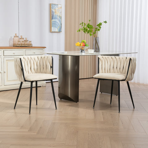 Rootz 2 Piece Set Luxury Velvet Dining Chairs - Upholstered Chairs - Handwoven Chairs - Exceptional Comfort - 57cm x 50cm x 72cm