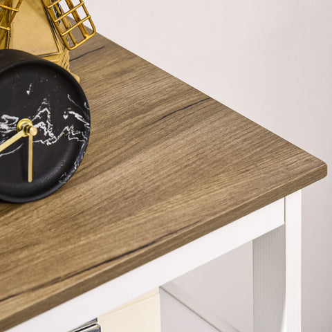 Rootz Buffet Kitchen Storage Furniture - Cupboard - Console Table - Adjustable Shelves - 76.6 x 35 x 81.5 cm  Brown & White