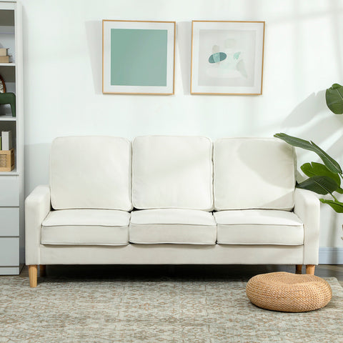 Rootz 3-Seater Sofa - Couch - Upholstered Seating - Maximum Comfort - 185cm x 79cm x 82cm -White