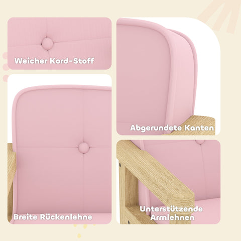 Rootz Children's Armchair - Kids Sofa - Toddler Lounge Chair - Supportive & Cozy - Promotes Independence - Pink - 46.5 x 44 x 45 cm