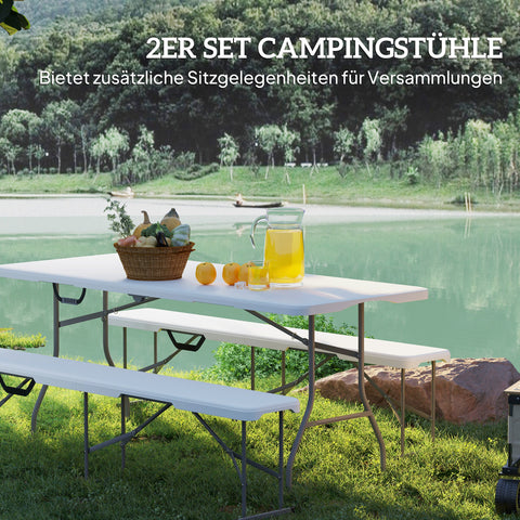 Rootz Campingbank - Outdoor Plastic Bench - Folding Picnic Seat - 240kg Capacity - 182cm x 28cm x 42cm - Waterproof & Durable