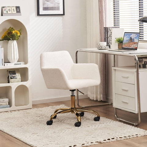 Rootz Swivel Leisure Chair - Enhanced Comfort Chair - Faux Fur Seat - Durable & Adjustable - 55.8cm x 55.1cm x 83.8cm