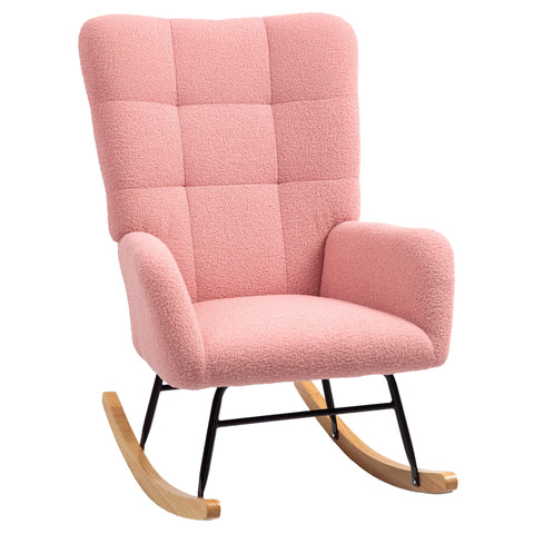 Rootz Rocking Chair - Cozy Armchair - Velvet Wingless Chair - Thick Padding - 70cm x 94cm x 100cm