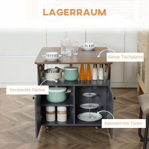 Rootz Folding Dining Table - Convertible Table - Expandable Table - Space-Saving - Grey and Brown - 70cm x 83cm x 75cm