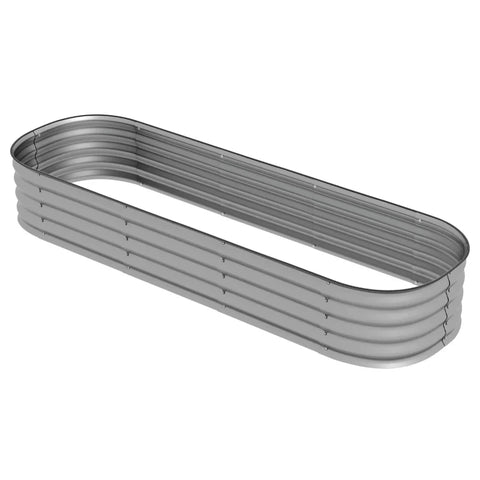Rootz Raised Bed - Plant Bed - Modular Raised Bed - Protected Edges - Baseless Design - Galvanized Metal - Silver - 195 x 62 x 30 cm