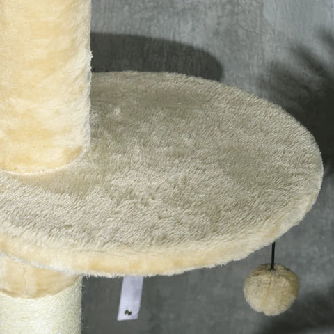 Rootz Cat Scratching Post - 1 Cat Cave - 1 Cat Hammock - 1 Lying Surface - Sisal Rope - Natural + Beige - 48 cm x 48 cm x 255 cm