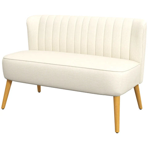 Rootz 2-seater Fabric Sofa - Upholstered Sofa - Double Sofa - Seating Furniture - Lounge Sofa - Wood Foam - Cream White - 117 x 56.5 x 77 cm